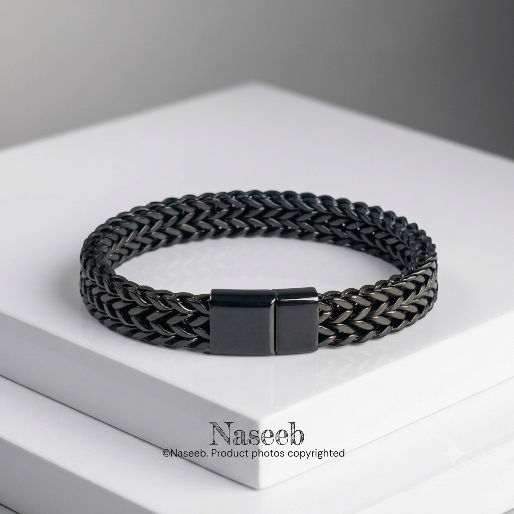 Retro Wheat Chain Bracelet - Black Edition