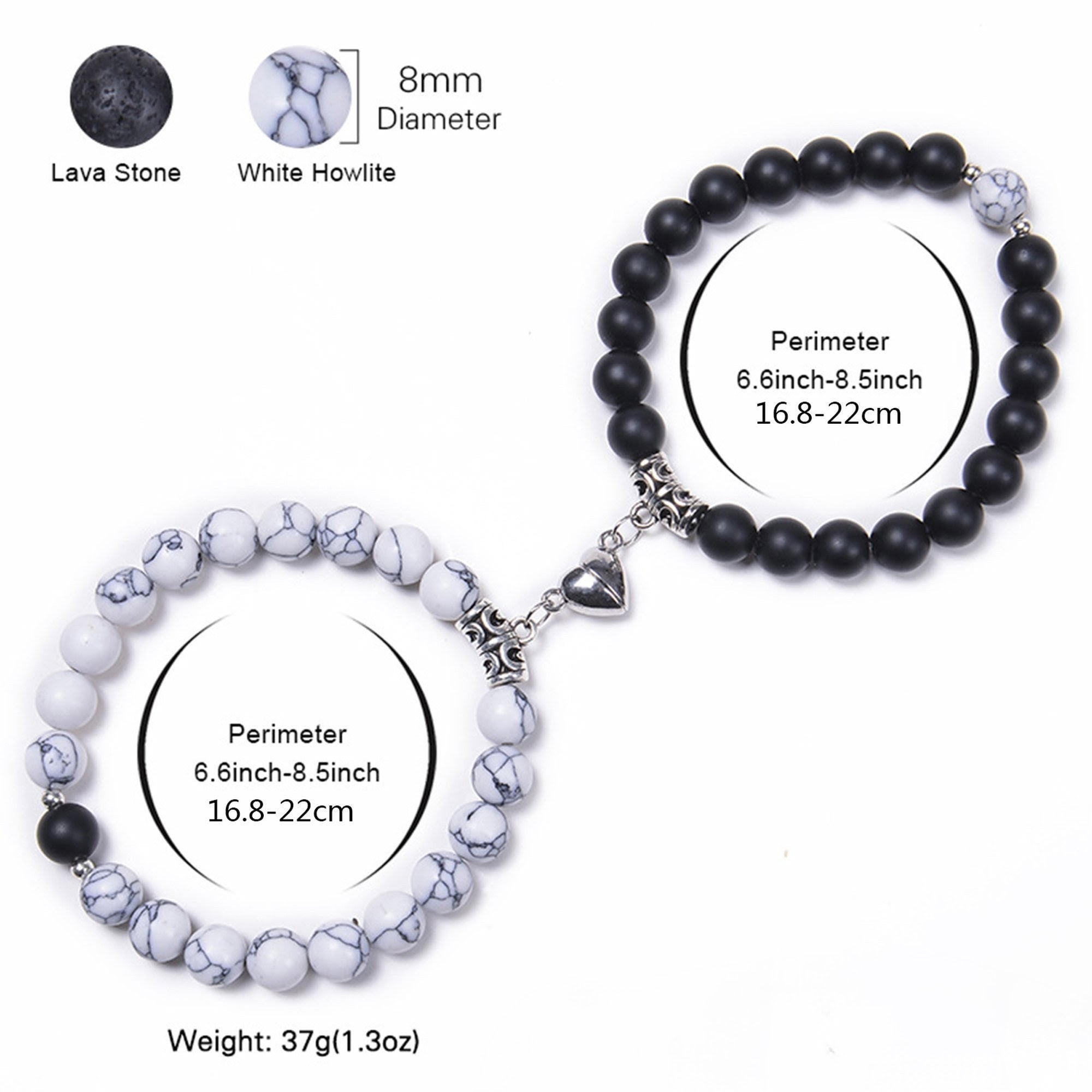 Black and White Couple Magnetic Bracelet